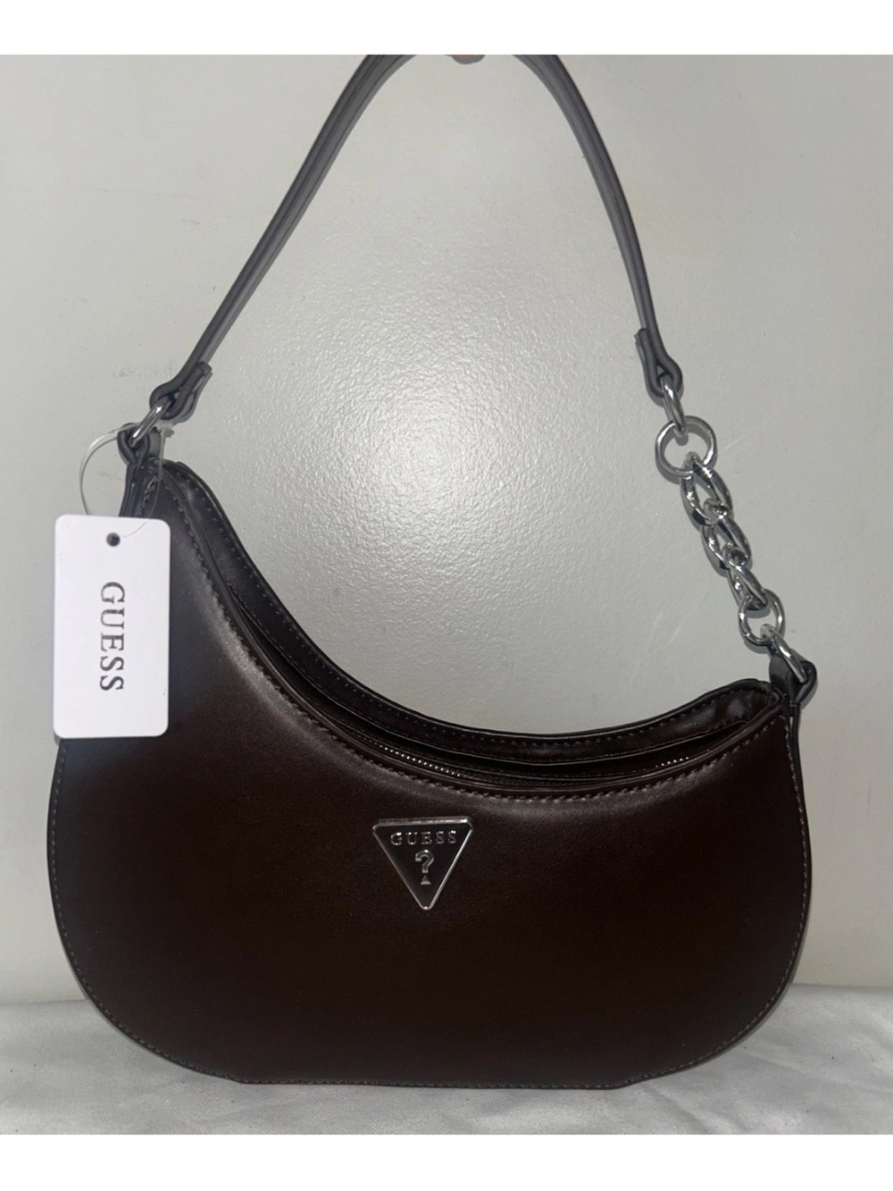 NEW! NWT GUESS Mikey Oblique Shoulder Bag in Chocolate